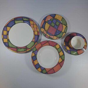 VICTORIA & BEALE PRISM PORCELAIN DISH SET #9052 - 1 PLACE SETTING. VINTAGE 1998